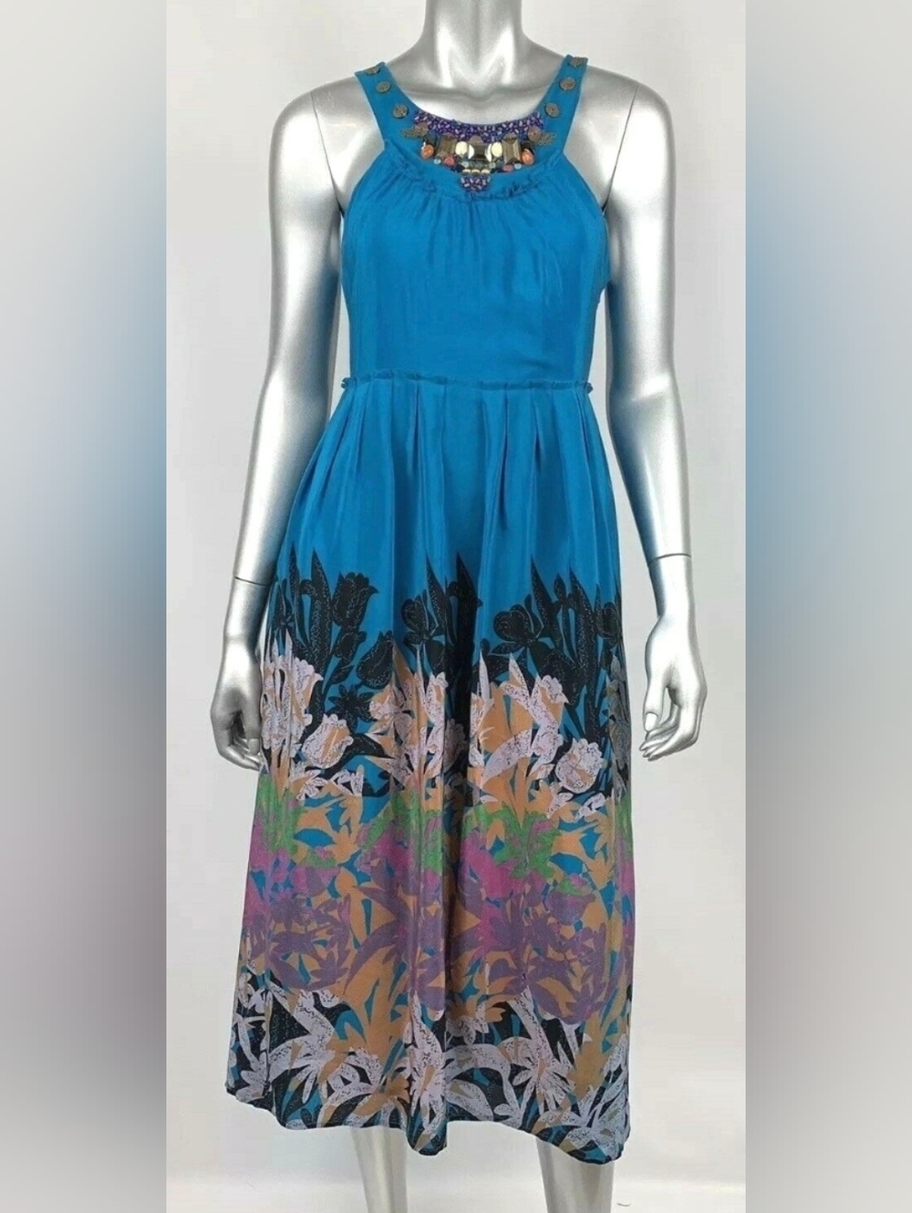 Anthropologie Moulinette Soeurs "Island Nightfall" silk maxi dress Size 6